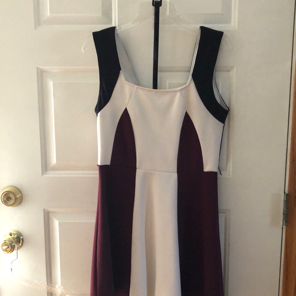 Dress with patten leather belt